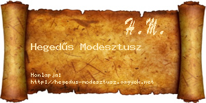 Hegedűs Modesztusz névjegykártya